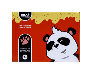 panda-themed magic sand kit box with Ibiza branding