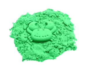 green magic sand shaped as a heart with a turtle