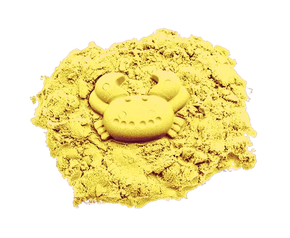 yellow crab mold in kinetic sand