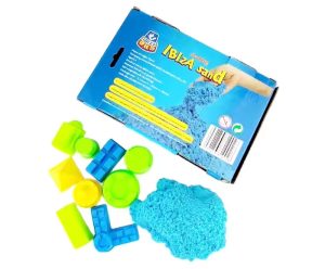 blue magic sand kit with colorful toys