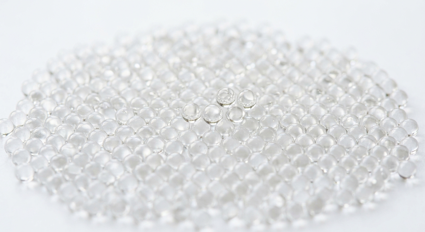 Macro view of uniform glass bead sand grains